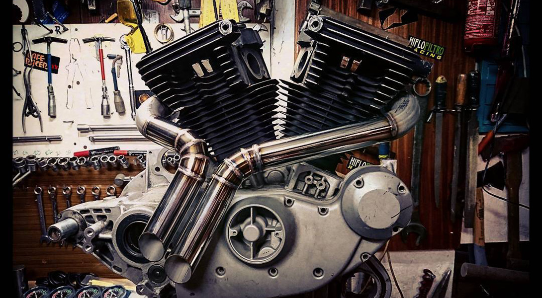 motorcycle exhaust custom-built by SpyraMoto